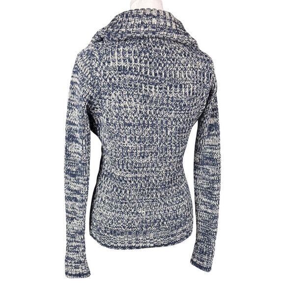 Guess‎ Women’s Sweater Marled Cowl Neck Chunky Cable Knit Small Navy/White New - Picture 2 of 9